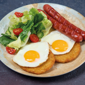 Драники с копчеными колбасками